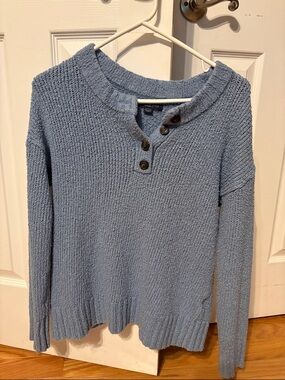 American Eagle Outfitters Light Blue Henley Sweater